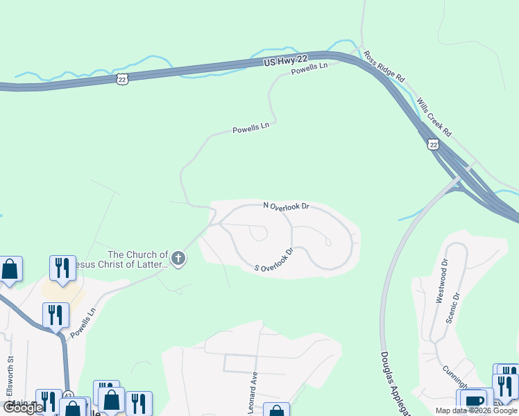 map of restaurants, bars, coffee shops, grocery stores, and more near 241 Beaumont Place in Steubenville