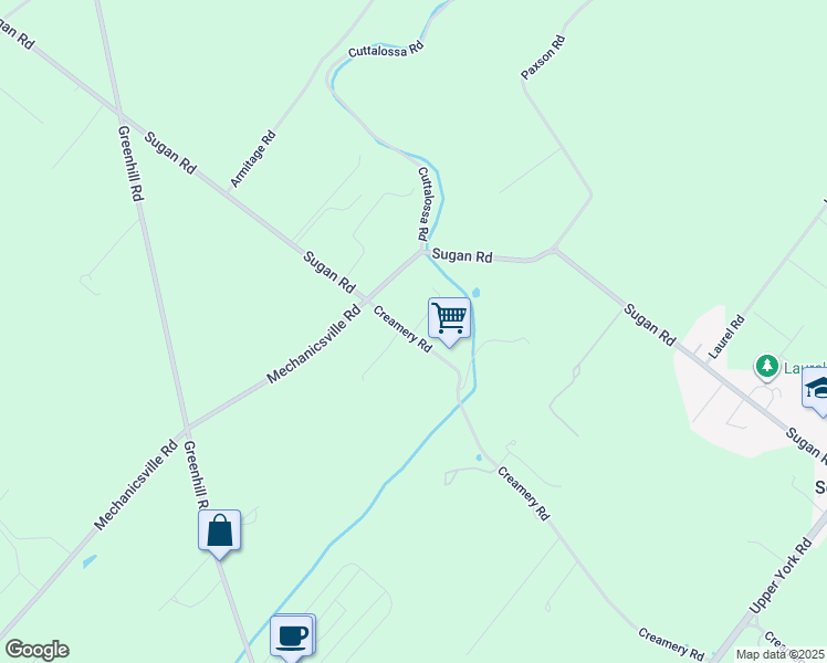 map of restaurants, bars, coffee shops, grocery stores, and more near 3358 Creamery Road in New Hope