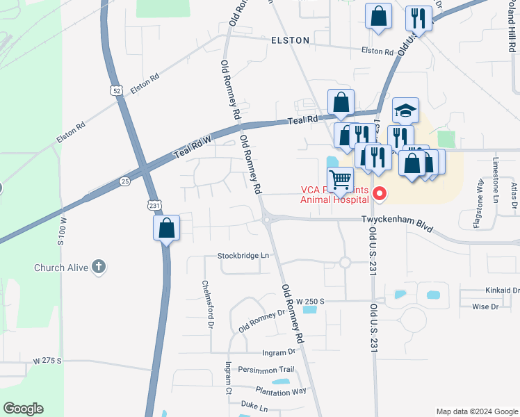 map of restaurants, bars, coffee shops, grocery stores, and more near 301 Brunswick Drive in Lafayette