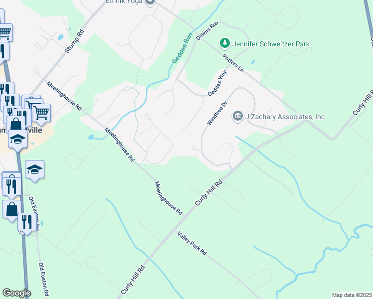 map of restaurants, bars, coffee shops, grocery stores, and more near 5617 Sagamore Court in Doylestown