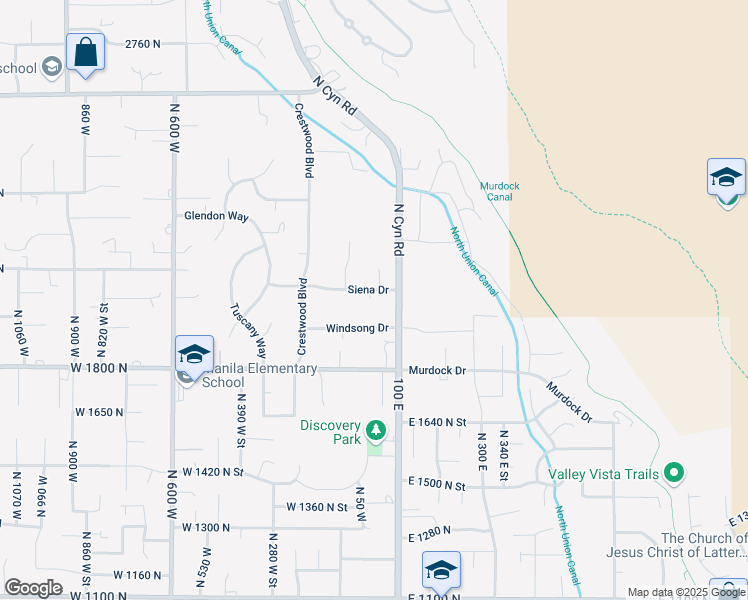 map of restaurants, bars, coffee shops, grocery stores, and more near 5 Siena Drive in Pleasant Grove