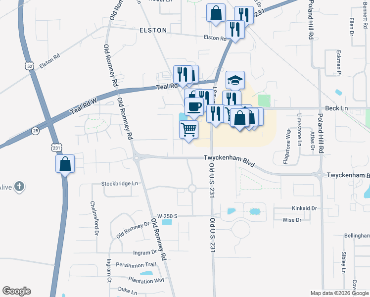 map of restaurants, bars, coffee shops, grocery stores, and more near 2855 Plaza Court in Lafayette