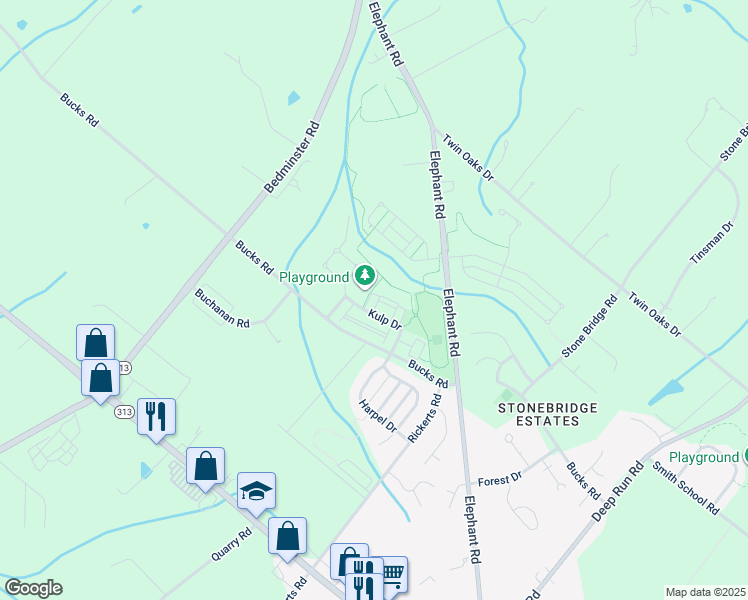 map of restaurants, bars, coffee shops, grocery stores, and more near 306 Katie Lane in Perkasie