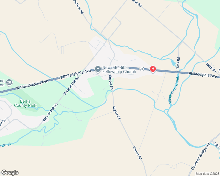 map of restaurants, bars, coffee shops, grocery stores, and more near 266 Snyder Road in Oley