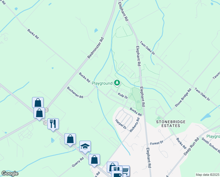 map of restaurants, bars, coffee shops, grocery stores, and more near 132 Overholt Drive in Perkasie