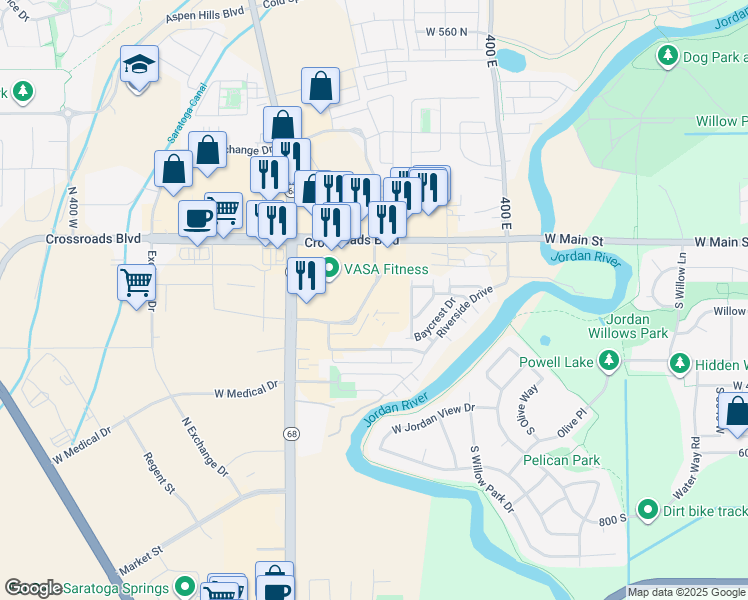 map of restaurants, bars, coffee shops, grocery stores, and more near 1252 North Street in Saratoga Springs
