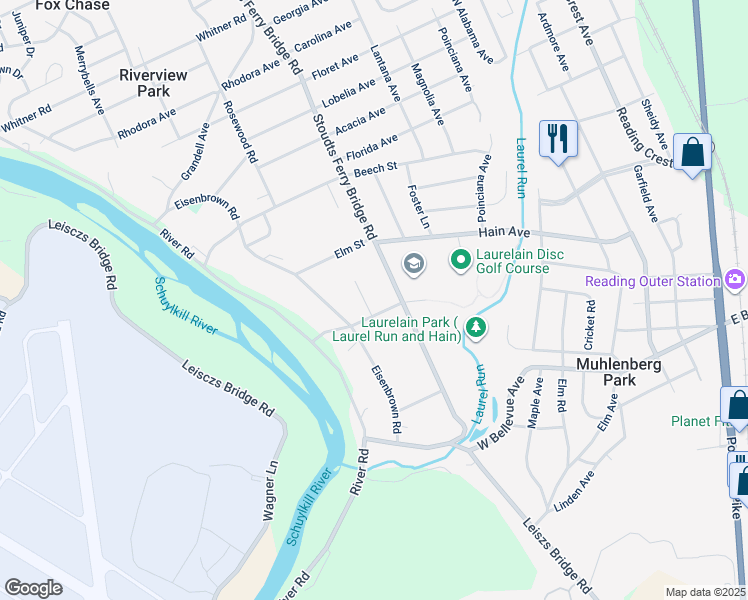 map of restaurants, bars, coffee shops, grocery stores, and more near 3311 Craftsbury Court in Reading