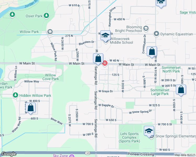 map of restaurants, bars, coffee shops, grocery stores, and more near 122 Tamarak Circle in Lehi