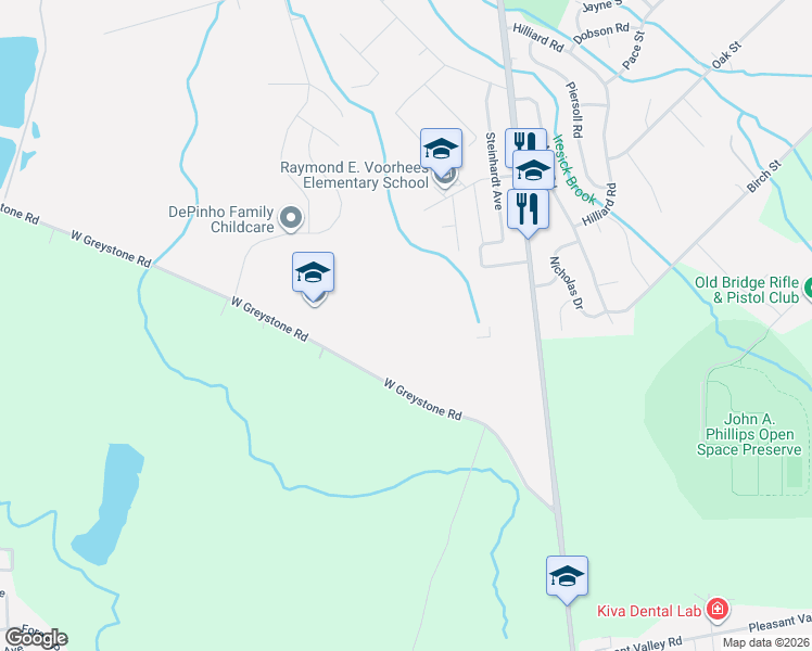 map of restaurants, bars, coffee shops, grocery stores, and more near 203 West Greystone Road in Old Bridge