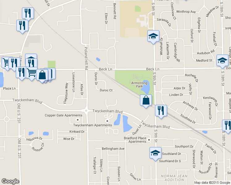 map of restaurants, bars, coffee shops, grocery stores, and more near 543 Duroc Court in Lafayette