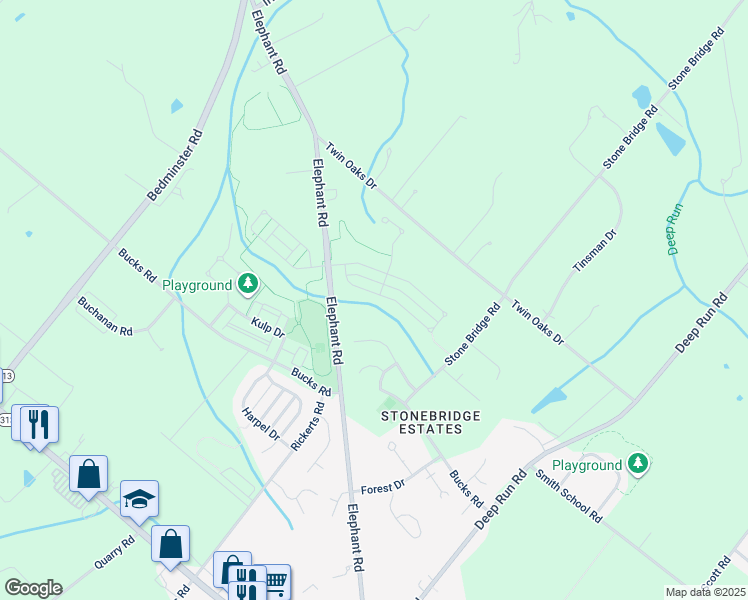 map of restaurants, bars, coffee shops, grocery stores, and more near 219 Barnhill Road in Perkasie