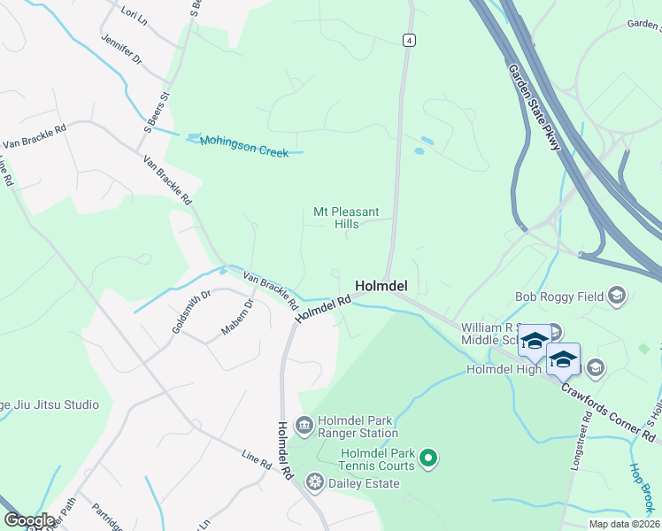 map of restaurants, bars, coffee shops, grocery stores, and more near 8 Marion Drive in Holmdel