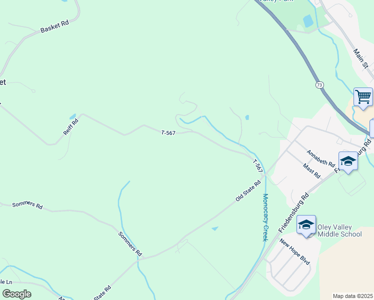 map of restaurants, bars, coffee shops, grocery stores, and more near 539 Old State Road in Oley