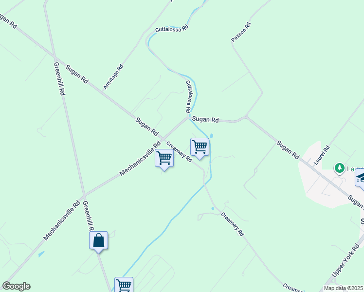 map of restaurants, bars, coffee shops, grocery stores, and more near 3358 Creamery Road in New Hope
