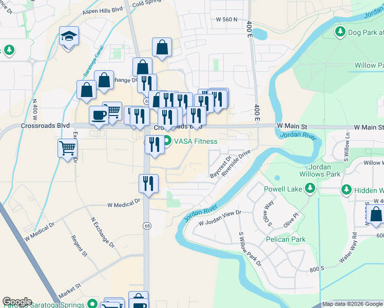 map of restaurants, bars, coffee shops, grocery stores, and more near 1264 North Street in Saratoga Springs