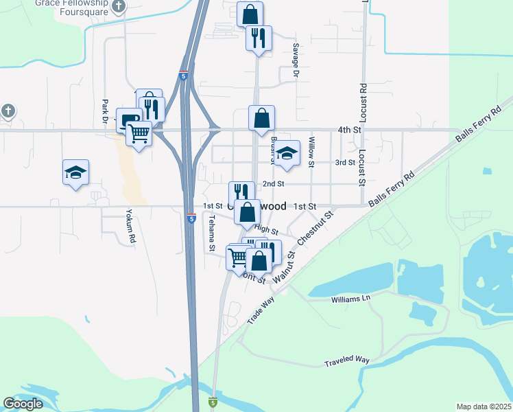 map of restaurants, bars, coffee shops, grocery stores, and more near in Cottonwood