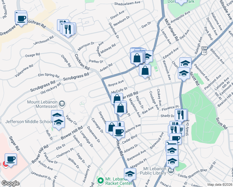 map of restaurants, bars, coffee shops, grocery stores, and more near 514 McCully Street in Pittsburgh