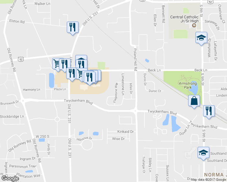 map of restaurants, bars, coffee shops, grocery stores, and more near 2820 Flagstone Way in Lafayette