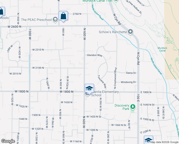 map of restaurants, bars, coffee shops, grocery stores, and more near 532 West 2000 North in Pleasant Grove
