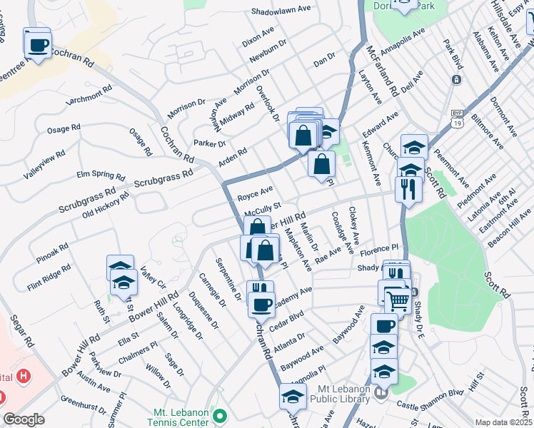 map of restaurants, bars, coffee shops, grocery stores, and more near 487 McCully Street in Pittsburgh