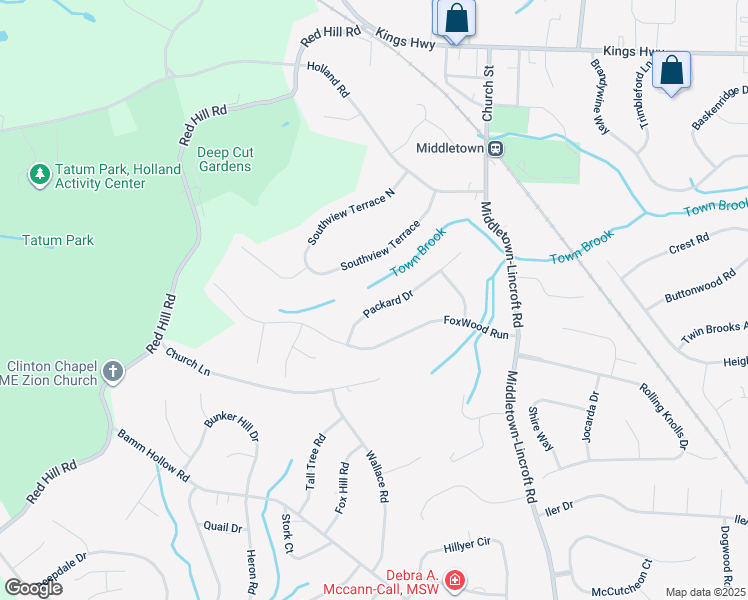 map of restaurants, bars, coffee shops, grocery stores, and more near 10 Packard Drive in Middletown Township