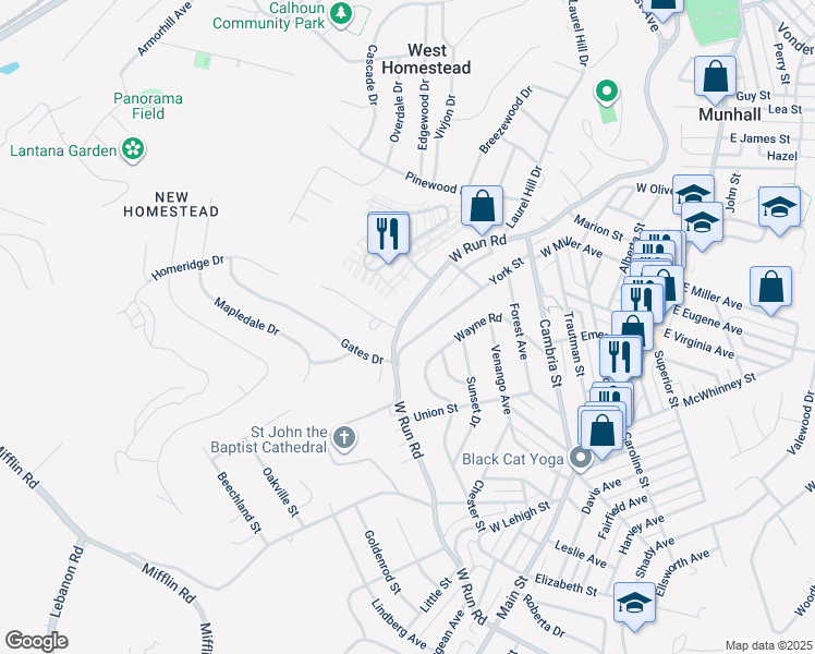 map of restaurants, bars, coffee shops, grocery stores, and more near 3539 W Run Rd in Homestead