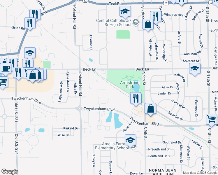 map of restaurants, bars, coffee shops, grocery stores, and more near 543 Duroc Court in Lafayette