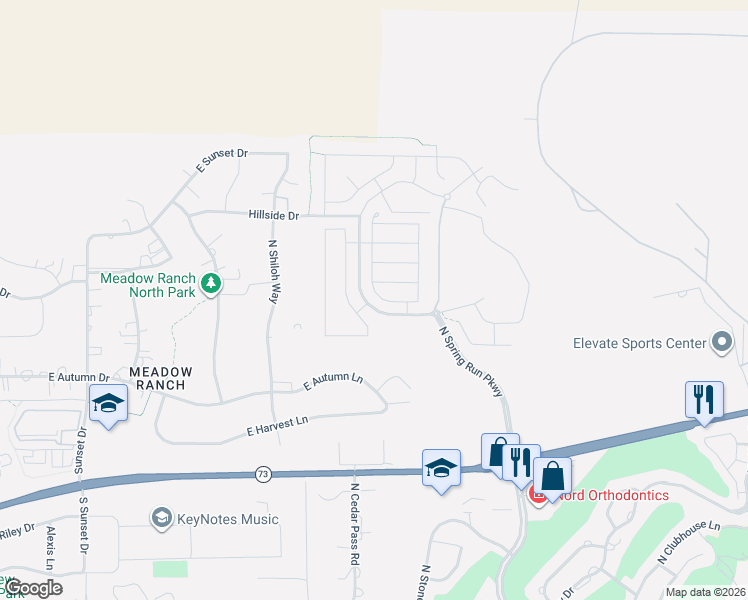 map of restaurants, bars, coffee shops, grocery stores, and more near 9635 Bridge Street in Eagle Mountain