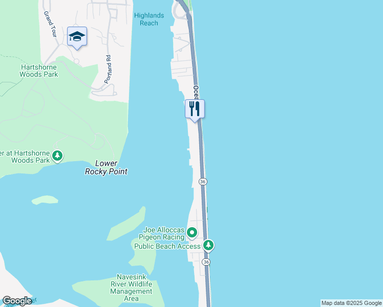 map of restaurants, bars, coffee shops, grocery stores, and more near 402 Ocean Avenue in Sea Bright