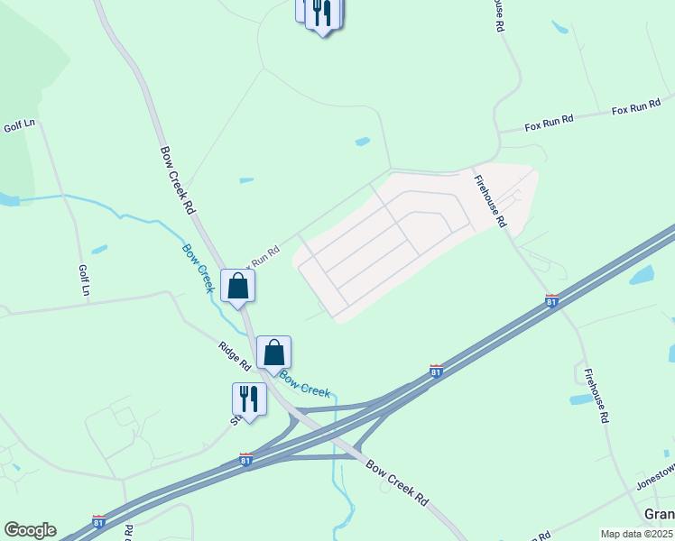 map of restaurants, bars, coffee shops, grocery stores, and more near 54 Austin Drive in Grantville