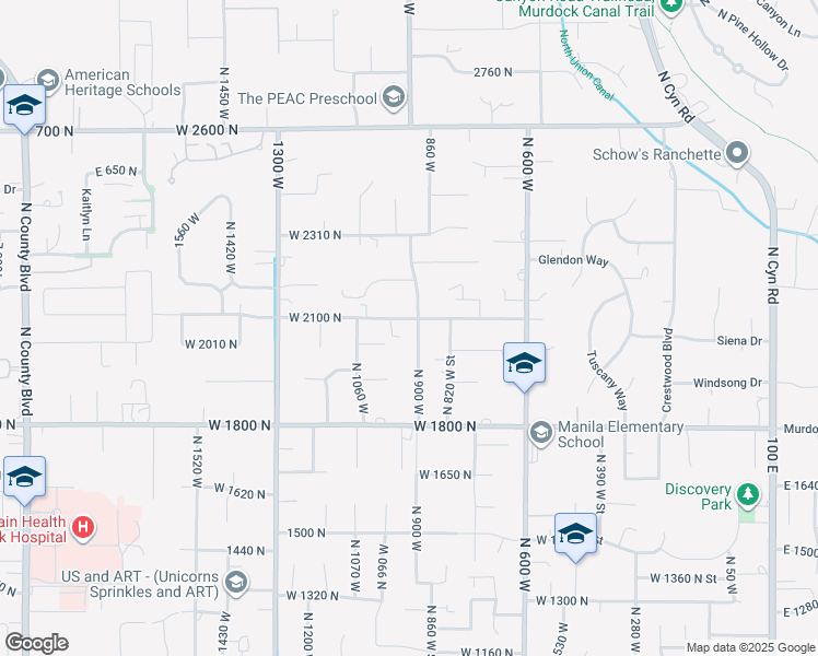 map of restaurants, bars, coffee shops, grocery stores, and more near 959 West 2100 North in Pleasant Grove