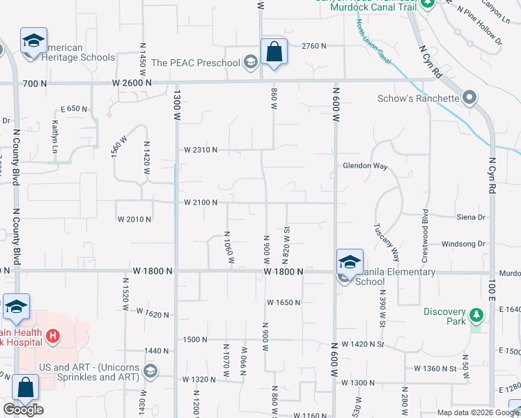 map of restaurants, bars, coffee shops, grocery stores, and more near 959 West 2100 North in Pleasant Grove