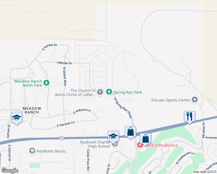 map of restaurants, bars, coffee shops, grocery stores, and more near 9634 North Red Bridge Street in Eagle Mountain