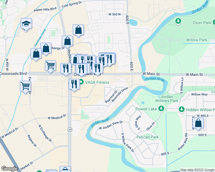 map of restaurants, bars, coffee shops, grocery stores, and more near 242 Bridgewater Lane in Saratoga Springs