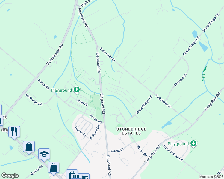 map of restaurants, bars, coffee shops, grocery stores, and more near 214 Barnhill Road in Perkasie