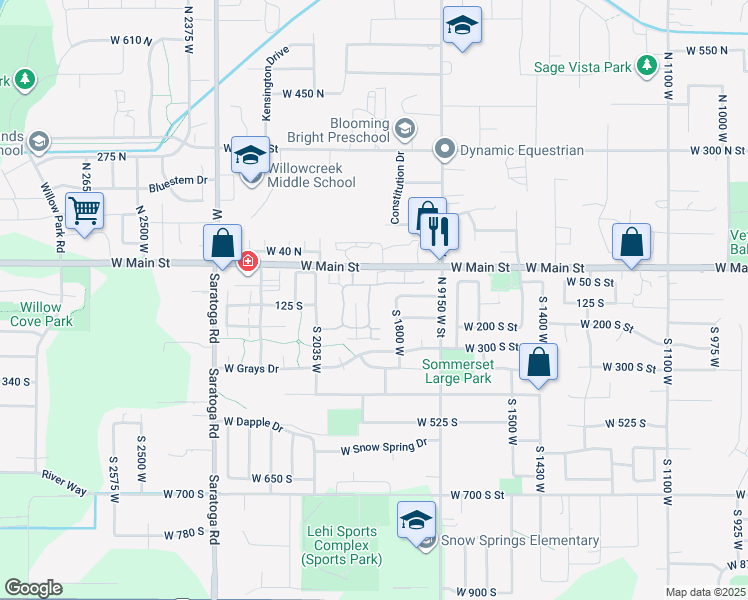 map of restaurants, bars, coffee shops, grocery stores, and more near 131 South 1900 West in Lehi