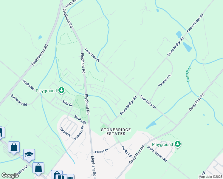 map of restaurants, bars, coffee shops, grocery stores, and more near 271 Barnhill Road in Perkasie