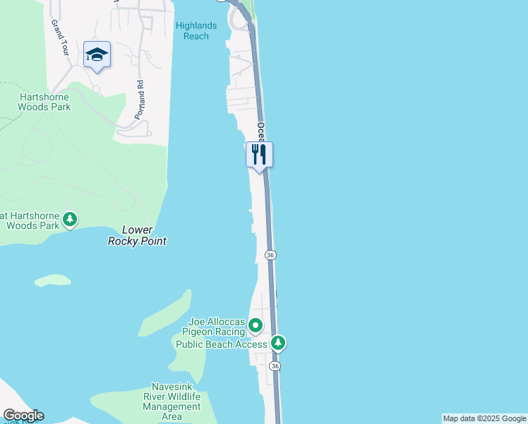 map of restaurants, bars, coffee shops, grocery stores, and more near 400 Ocean Avenue in Sea Bright