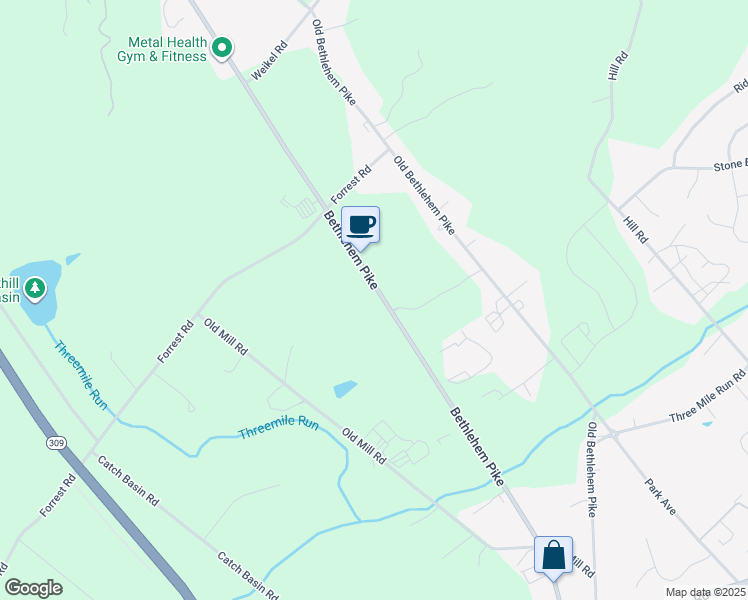 map of restaurants, bars, coffee shops, grocery stores, and more near 1534 Bethlehem Pike in Sellersville