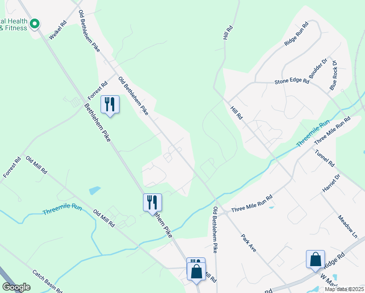 map of restaurants, bars, coffee shops, grocery stores, and more near 1819 Old Bethlehem Pike in Sellersville