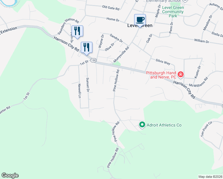 map of restaurants, bars, coffee shops, grocery stores, and more near 341 Pine Hollow Road in Trafford