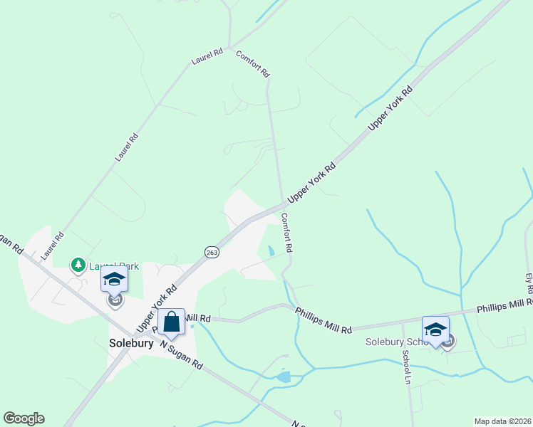 map of restaurants, bars, coffee shops, grocery stores, and more near 6739 Upper York Rd in New Hope