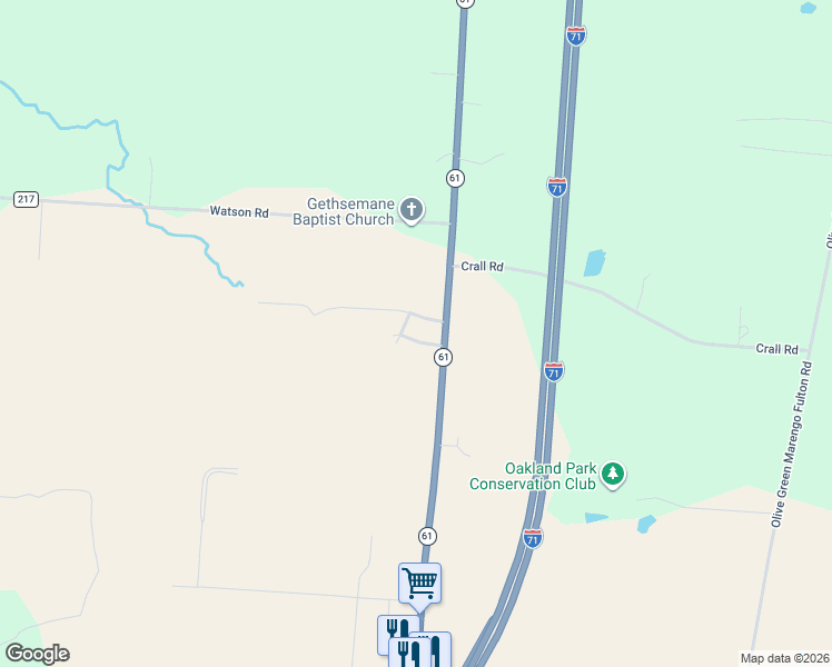 map of restaurants, bars, coffee shops, grocery stores, and more near 902 State Route 61 in Marengo