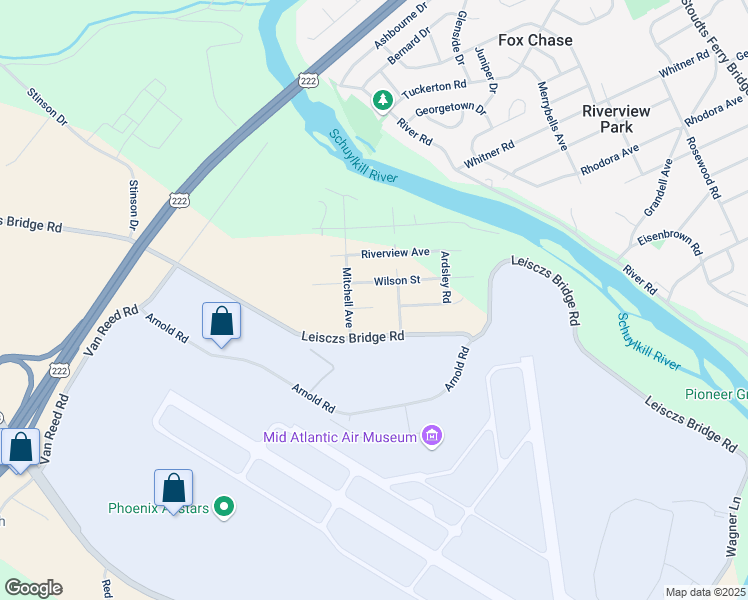 map of restaurants, bars, coffee shops, grocery stores, and more near 2483 Leisczs Bridge Road in Reading