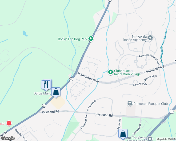 map of restaurants, bars, coffee shops, grocery stores, and more near 57 West Countryside Drive in Princeton