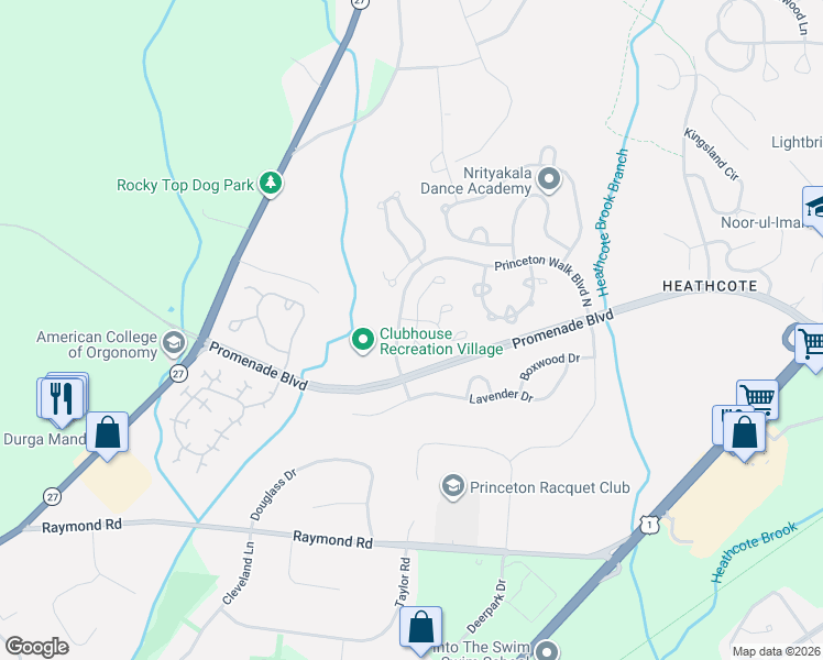 map of restaurants, bars, coffee shops, grocery stores, and more near 301 Crest Stone Circle in Princeton