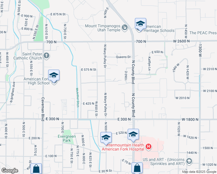 map of restaurants, bars, coffee shops, grocery stores, and more near 478 North 900 East in American Fork