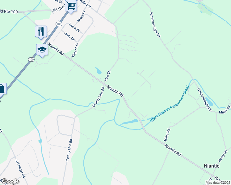 map of restaurants, bars, coffee shops, grocery stores, and more near 474 Niantic Road in Barto