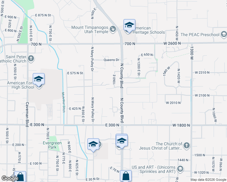 map of restaurants, bars, coffee shops, grocery stores, and more near 8530 North 4800 West in American Fork