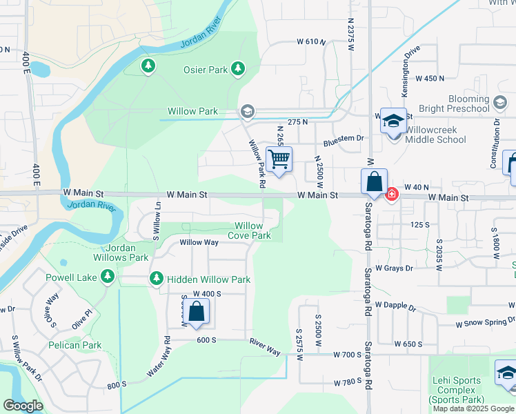 map of restaurants, bars, coffee shops, grocery stores, and more near 2727 West 110 North in Lehi